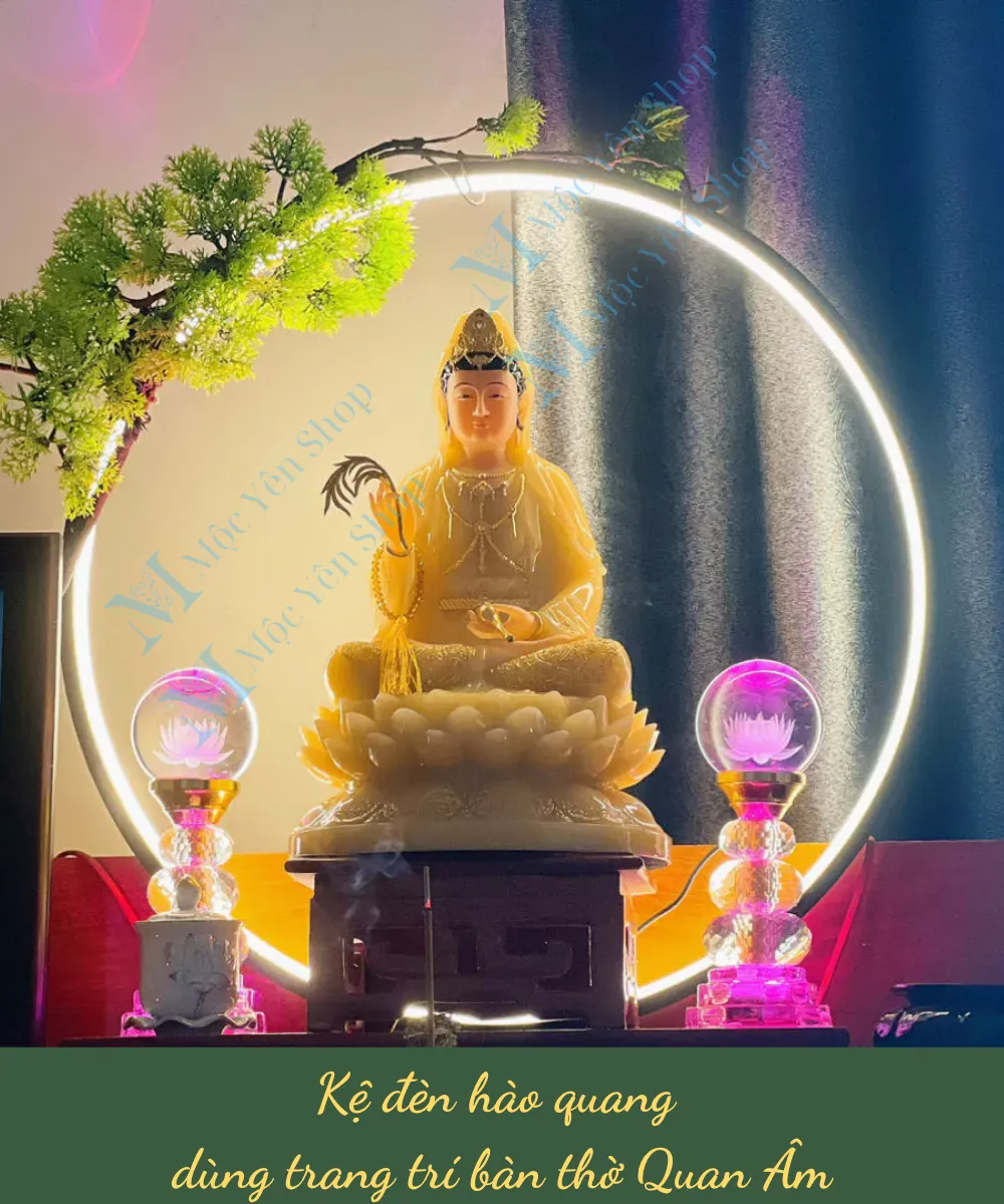 Kệ đèn hào quang cho tượng Phật Quan Âm