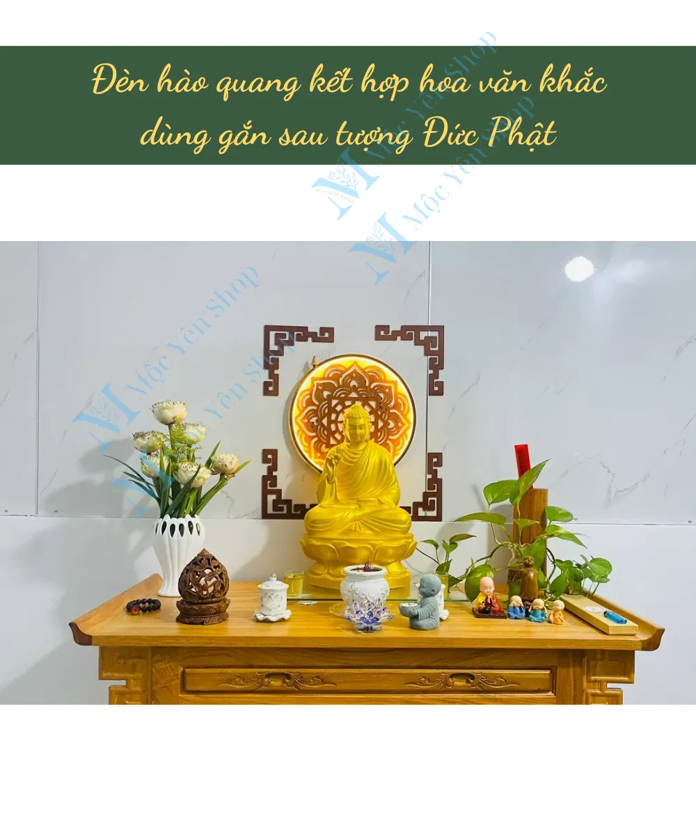 Kệ đèn hào quang cho tượng Đức Phật