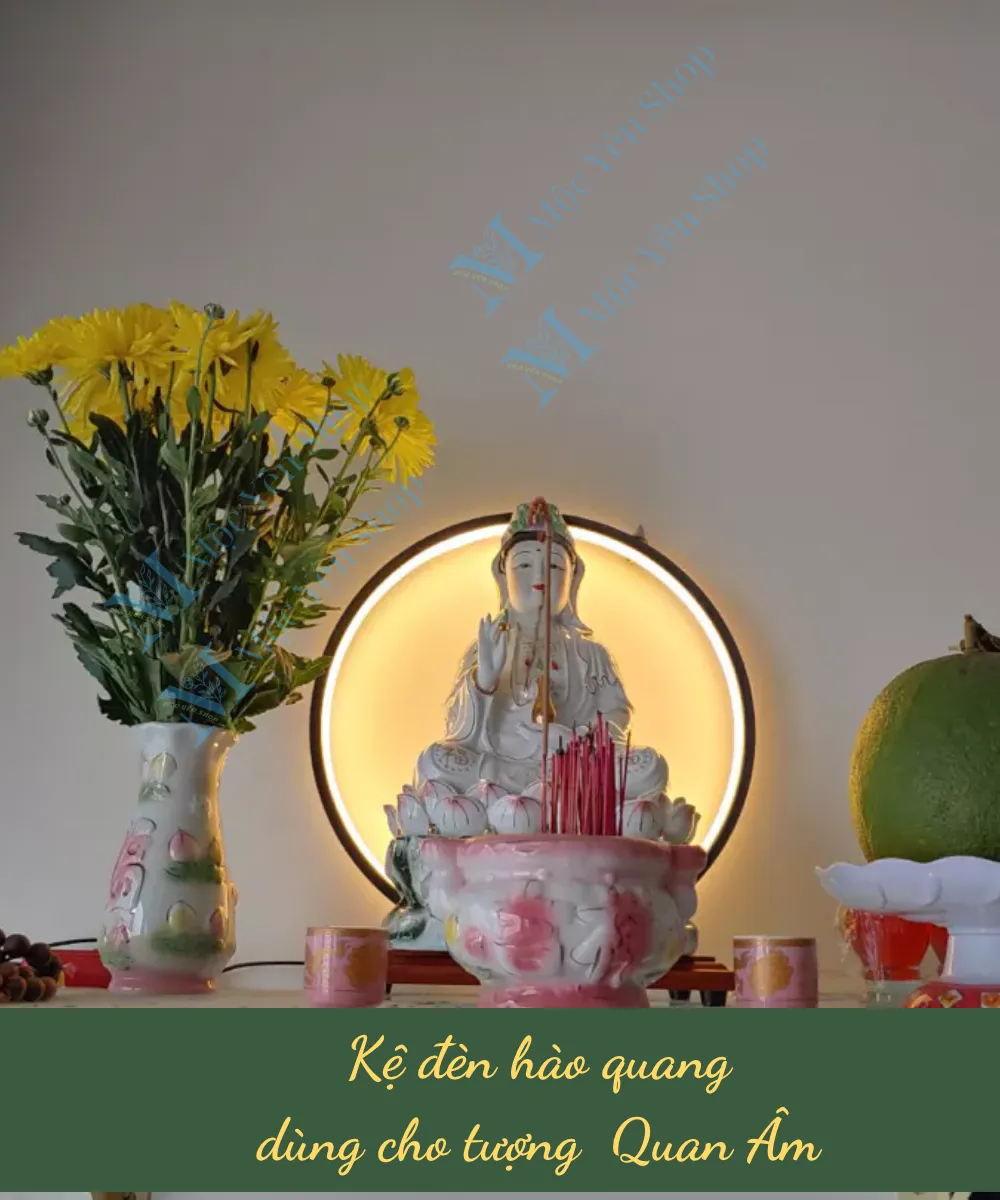 Kệ đèn hào quang cho tượng Phật Quan Âm