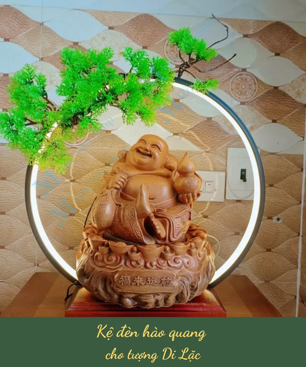 Kệ đèn hào quang cho tượng Di Lặc