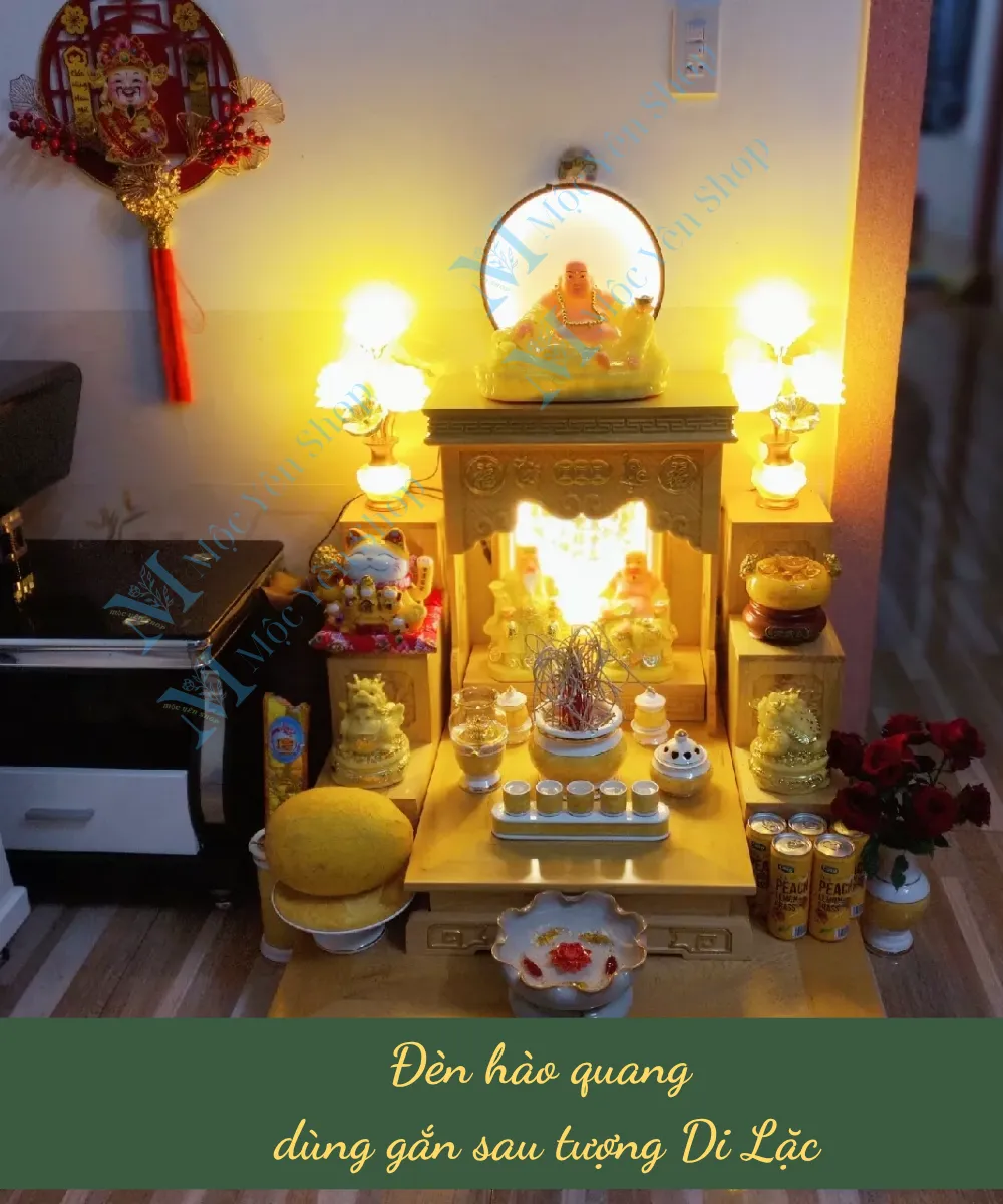 Kệ đèn hào quang cho tượng Di Lặc