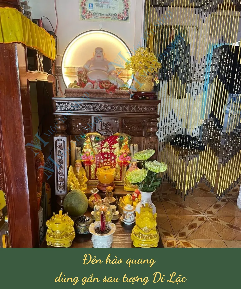 Kệ đèn hào quang cho tượng Di Lặc