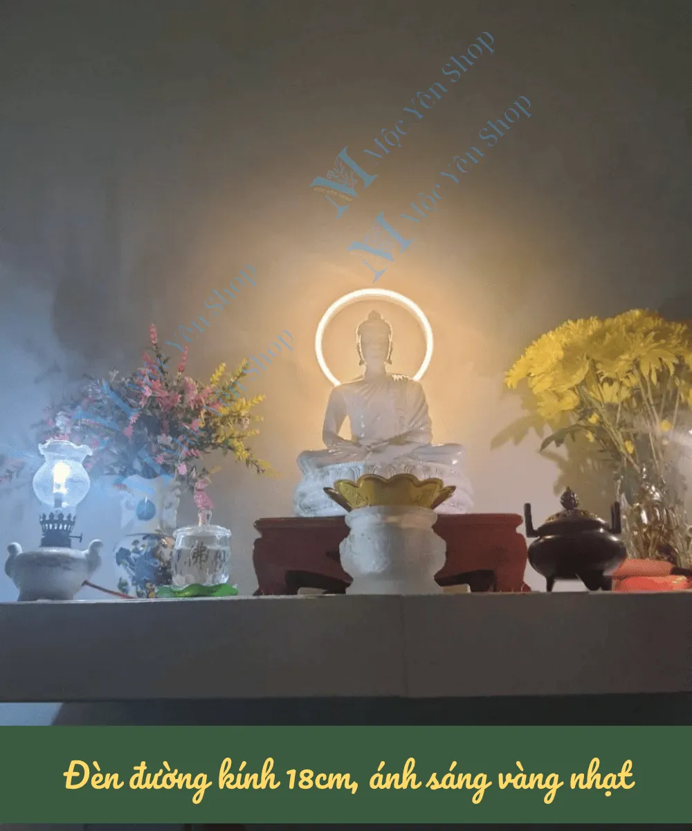 đèn hào quang neon gắn cho tượng phật Thích Ca