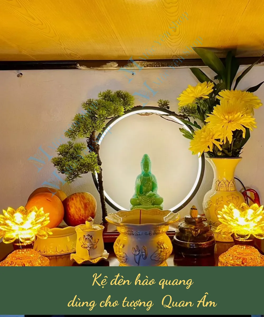Kệ đèn hào quang cho tượng Quan Âm