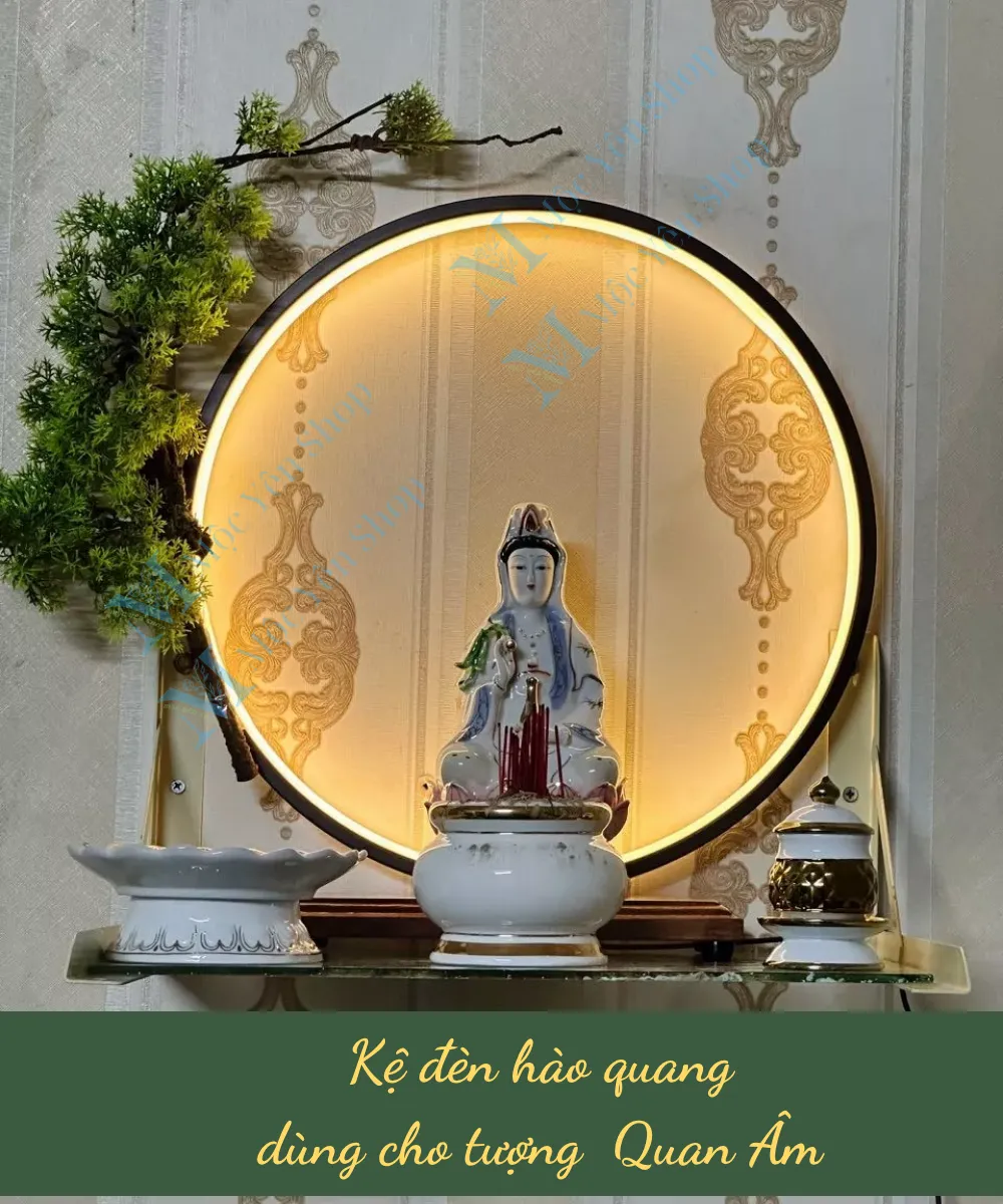 Kệ đèn hào quang cho tượng Quan Âm