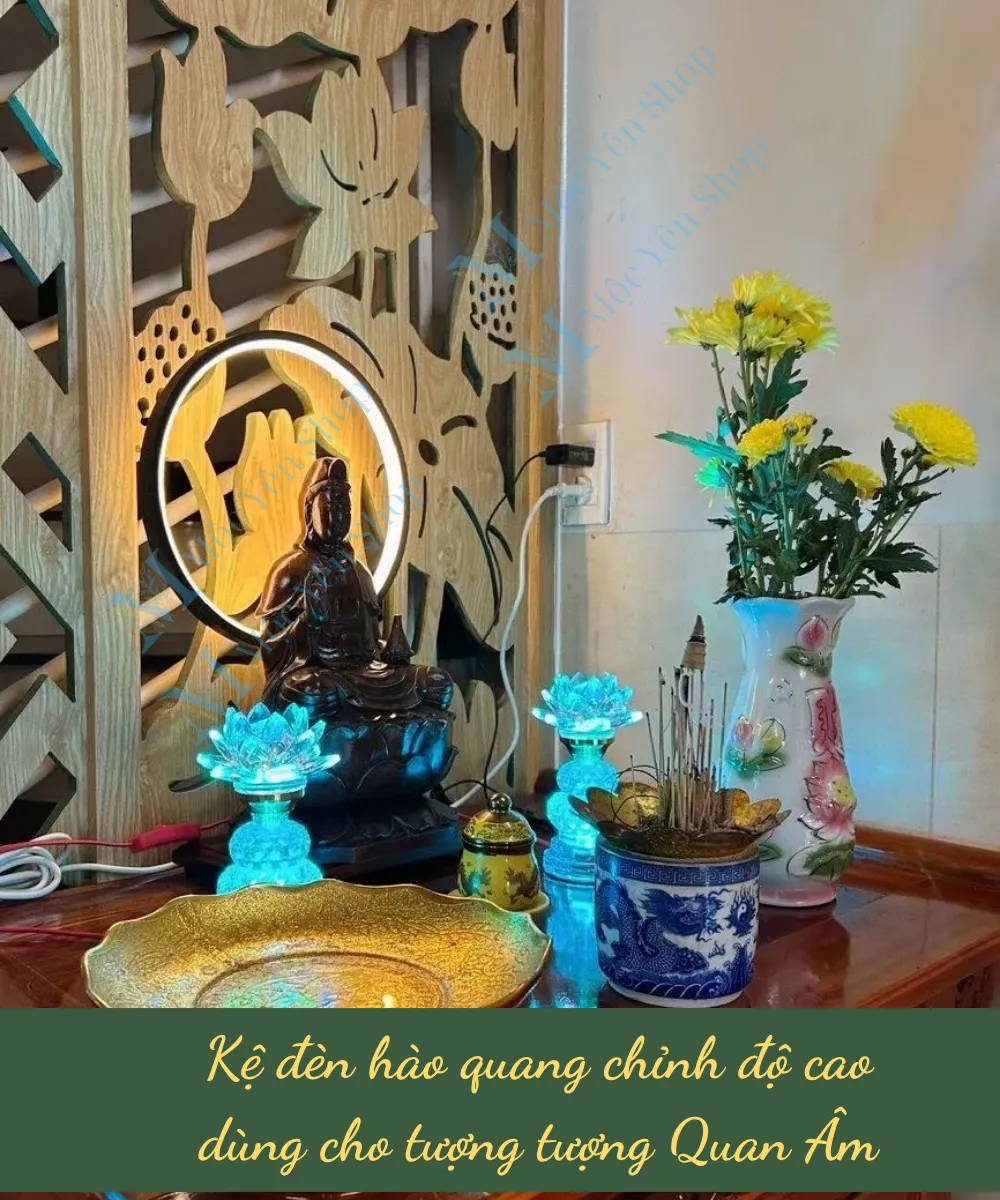 Kệ đèn hào quang cho tượng Quan Âm
