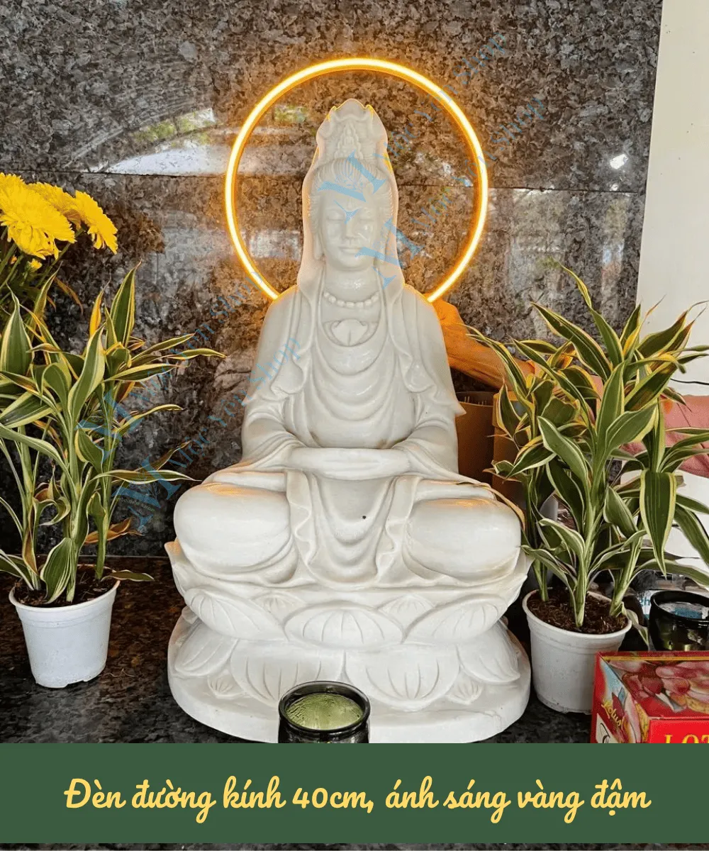 đèn hào quang neon gắn Quan Thế Âm bồ tát