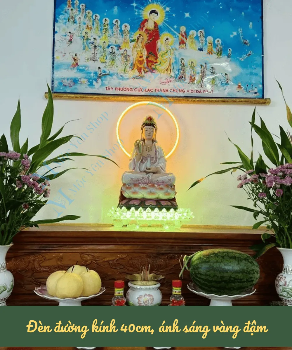 đèn hào quang neon gắn tượng Phật Bồ Tát