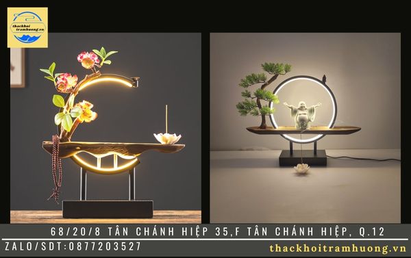 thác khói trầm hương đèn led sang trọng, hiện đại thác khói trầm hương đèn led sang trọng, hiện đại