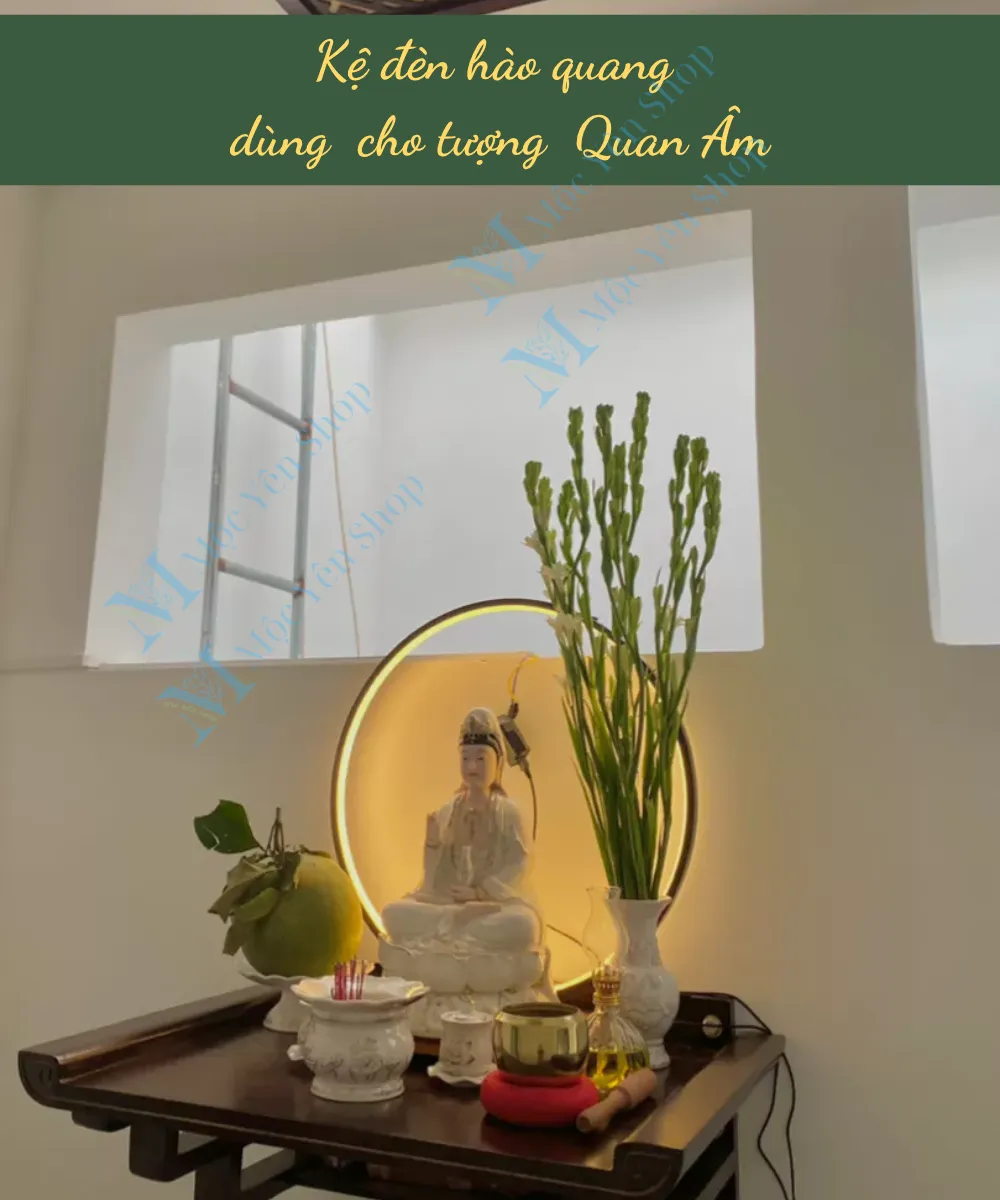 Kệ đèn hào quang cho tượng Quan Âm