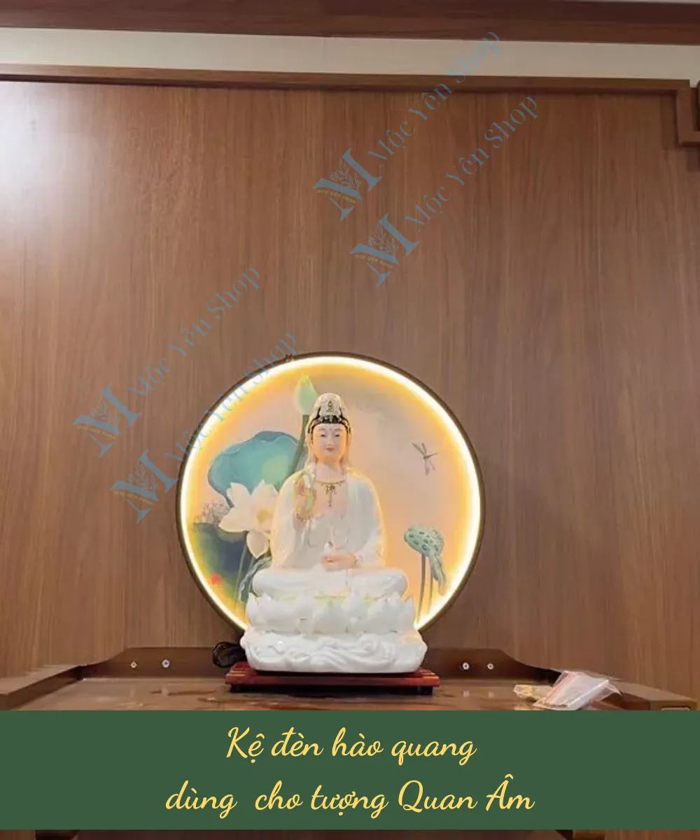 Kệ đèn hào quang cho tượng Quan Âm