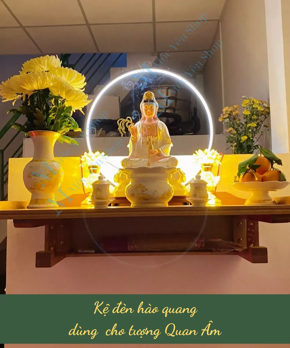 Đèn hào quang gắn tranh dùng sau tượng Phật Quan Âm