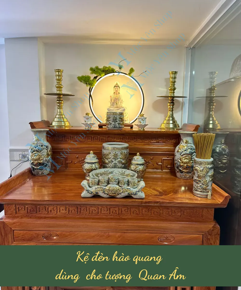 Kệ đèn hào quang dùng cho tượng Phật Quan Âm