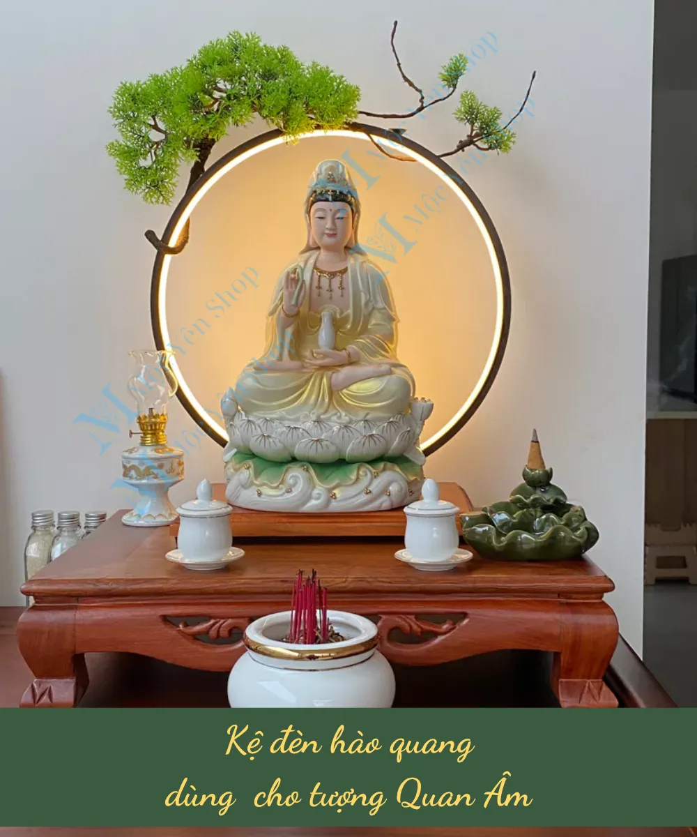 Kệ đèn hào quang dùng cho tượng Phật Quan Âm