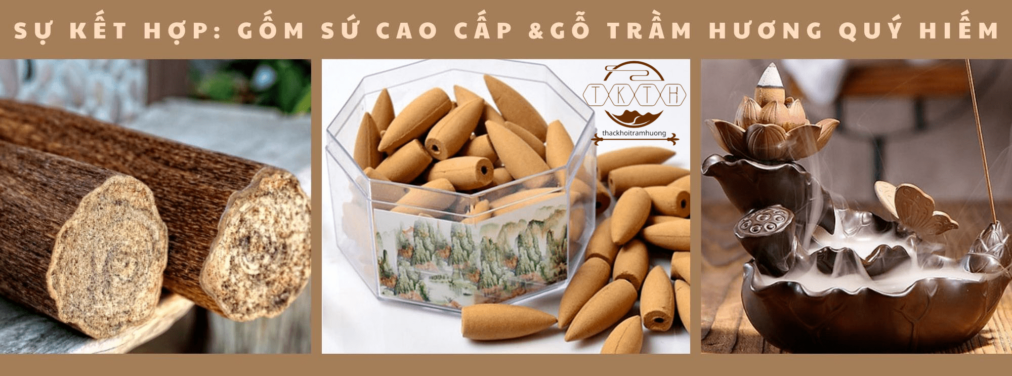 Thác khói trầm hương - Tuyệt tác kết hợp giữa gốm sứ cao cấp và gỗ hương trầm quý hiếm