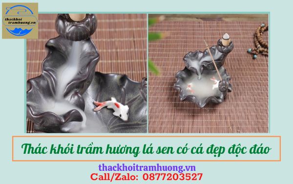 Thác khói trầm hương lá sen và cá Thác khói trầm hương lá sen và cá