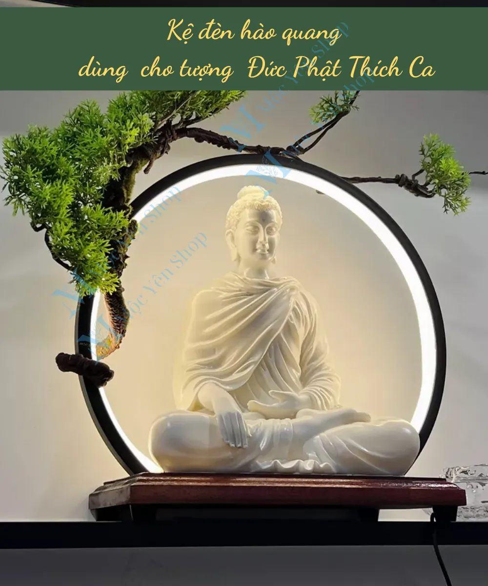 Kệ đèn hào quang gắn tranh dùng sau tượng Đức Phật Thích Ca