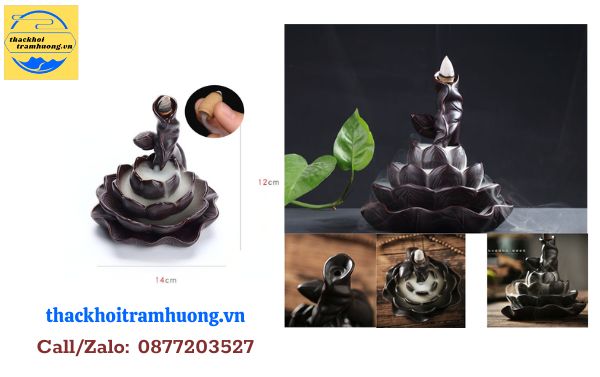 thác khói trầm hương bốn tầng hoa sen kích thước gọn nhẹ thác khói trầm hương bốn tầng hoa sen kích thước gọn nhẹ