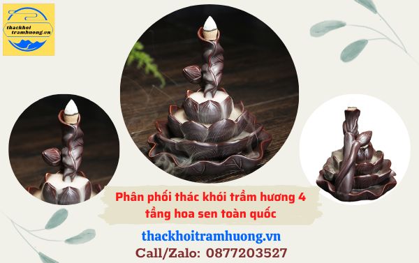 thác khói trầm hương 4 tầng hoa sen thác khói trầm hương 4 tầng hoa sen