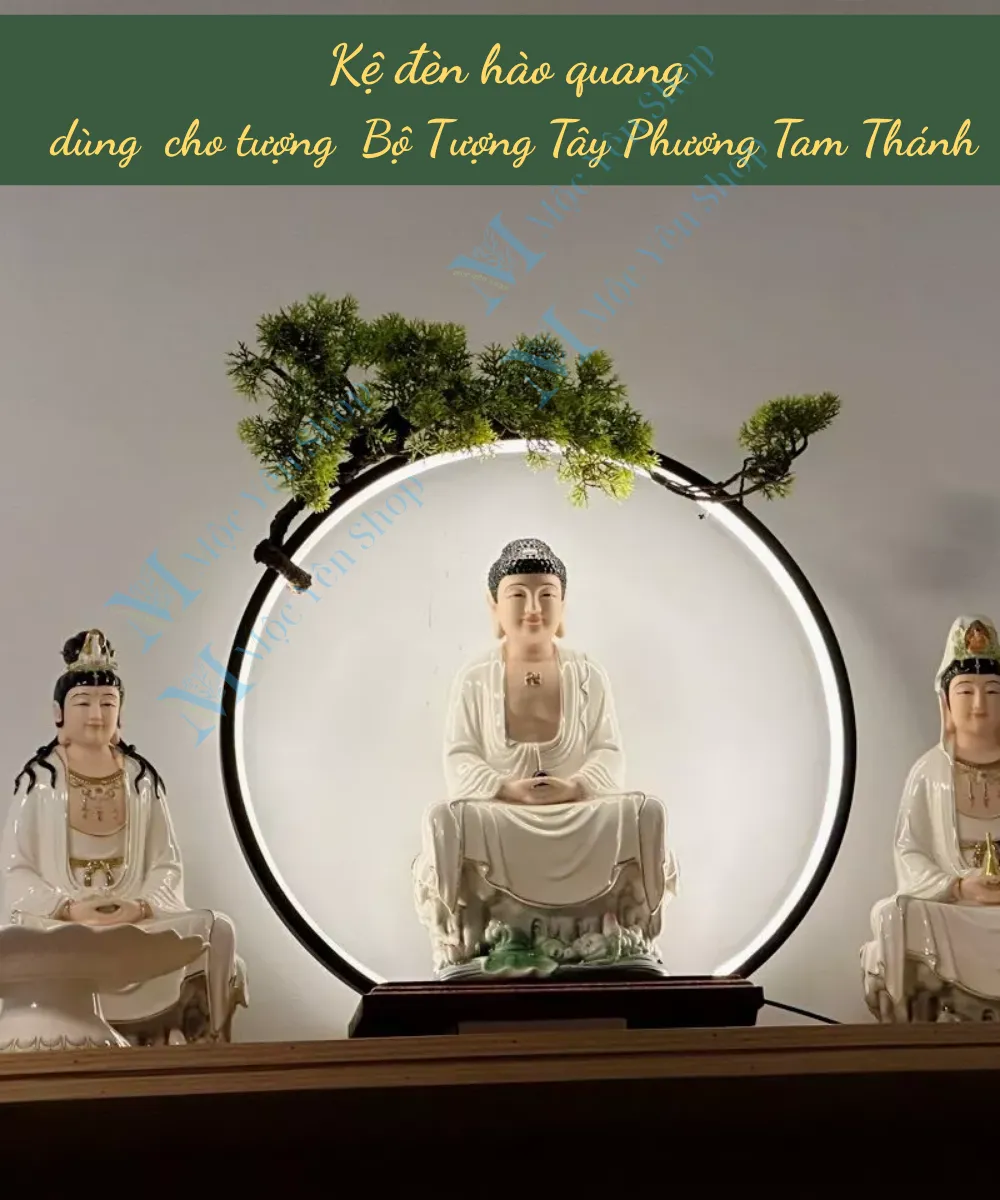 Kệ đèn hào quang dùng cho bộ Tây Phương Tam Thánh