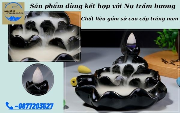 Thác khói trầm hương chất liệu gốm sứ sản xuất thủ công