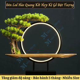 Đèn Led Hào Quang Kết Hợp Kệ Gỗ Đặt Tượng Phật Cao Cấp