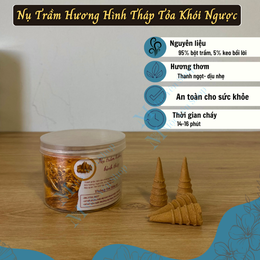 Hộp Nụ Trầm Hương Hình Tháp Tỏa Khói Ngược Cao Cấp – Nụ Trầm Xông Nhà Thơm Phòng, Khử Mùi, Đón Tài Lộc An Toàn Cho Sức Khỏe