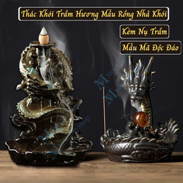 Thác Khói Trầm Hương Mẫu Rồng Nhả Khói Độc Đáo – Lư Đốt Trầm Nụ Hình Rồng Bằng Gốm Phong Thủy Chiêu Tài Đón Lộc (Tặng Kèm Nụ Trầm)