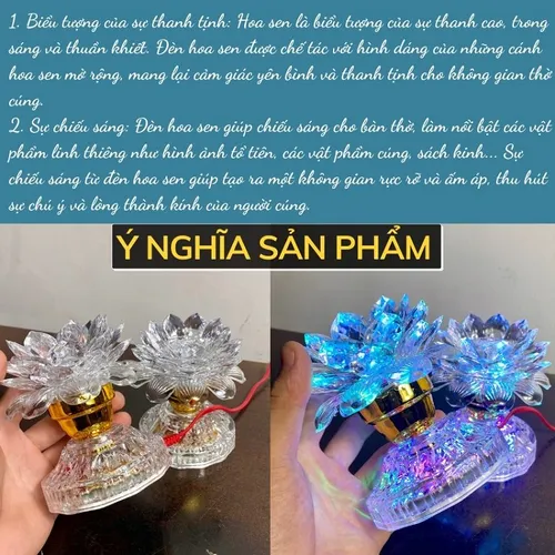 Bộ 2 Đèn Thờ Hoa Sen Đổi Màu – Đèn Thờ Cúng 2 Tầng LED Tiết Kiệm Điện, Trang Trí Bàn Thờ Phật & Gia Tiên