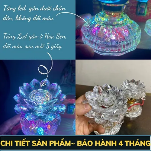 Bộ 2 Đèn Thờ Hoa Sen Đổi Màu – Đèn Thờ Cúng 2 Tầng LED Tiết Kiệm Điện, Trang Trí Bàn Thờ Phật & Gia Tiên