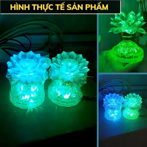 Bộ 2 Đèn Thờ Hoa Sen Đổi Màu – Đèn Thờ Cúng 2 Tầng LED Tiết Kiệm Điện, Trang Trí Bàn Thờ Phật & Gia Tiên