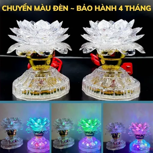 Bộ 2 Đèn Thờ Hoa Sen Đổi Màu – Đèn Thờ Cúng 2 Tầng LED Tiết Kiệm Điện, Trang Trí Bàn Thờ Phật & Gia Tiên