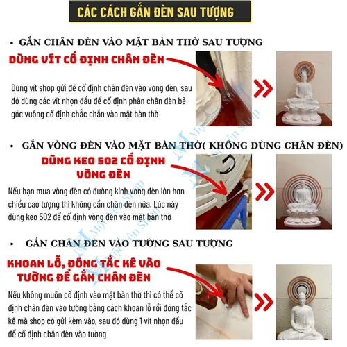 Bộ đèn hào quang Led Neon Ngũ Sắc Hoặc Kim Sắc Vàng dùng đặt sau tượng Phật
