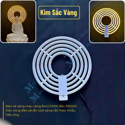 Bộ đèn hào quang Led Neon Ngũ Sắc Hoặc Kim Sắc Vàng dùng đặt sau tượng Phật