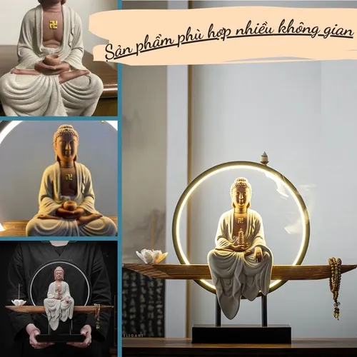 Bộ đèn led đặt tượng phật tổ Như Lai tặng kèm phụ kiện trang trí