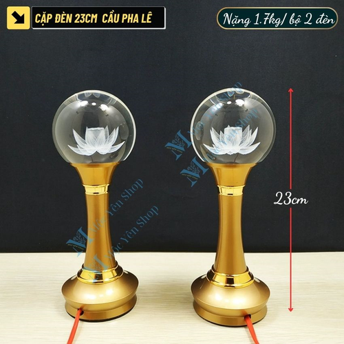 Cặp Đèn Thờ Hoa Sen Thân Hợp Kim Cao Cấp – Đèn Thờ Pha Lê Đổi Màu Đặt Bàn Thờ