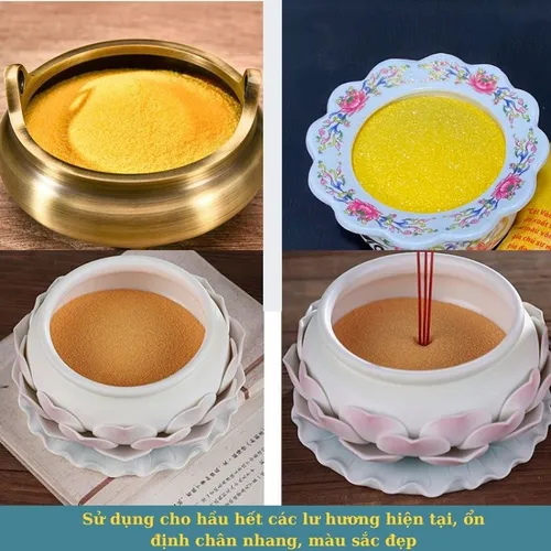 Cát vàng kim sa để lư hương – Cát vàng tro bàn thờ cúng hộp 1kg hạt mịn óng ánh