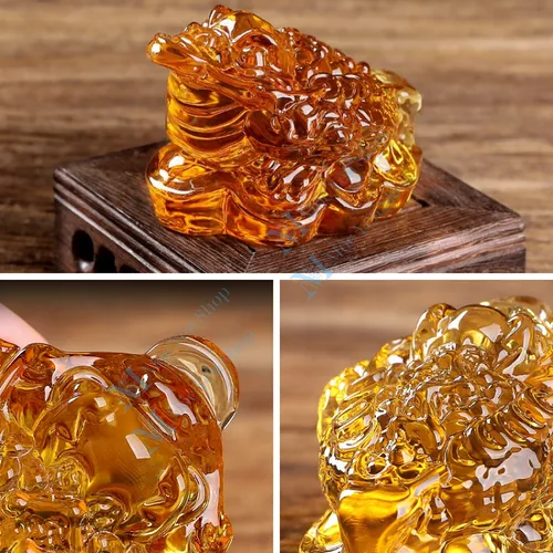 Cóc Ngậm Tiền Vàng 3 Chân Bằng Thủy Tinh – Thiềm Thừ Phong Thủy Chiêu Tài Giữ Lộc