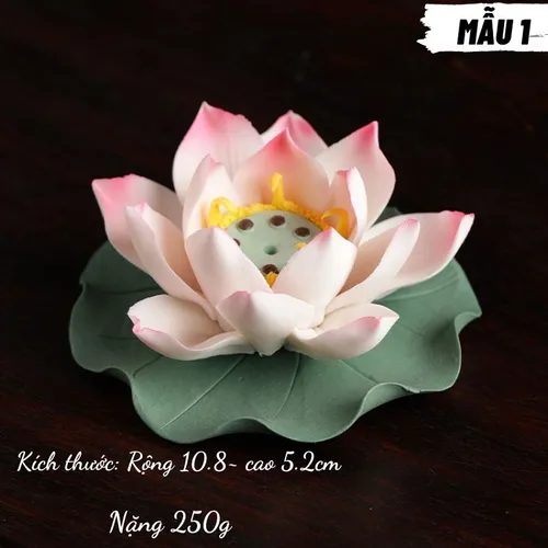 Hoa sen gốm sứ cắm nhang – Đế cắm nhang hình bông hoa đẹp trang trí bàn thờ, tượng Phật