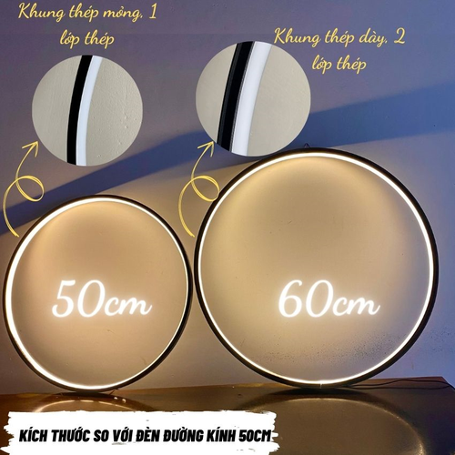 Vòng Đèn Hào Quang Khung Thép 60cm Đặt Tượng Phật – Đèn Led Vòng Tròn Trang Trí Bàn Thờ Cao Cấp (Tăng Giảm Độ Sáng)