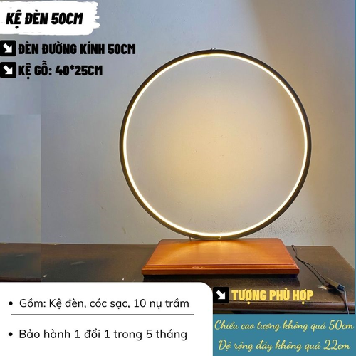 Kệ Đèn Hào Quang Size Lớn 60cm Đặt Tượng Phật – Đèn Led Vòng Tròn Trang Trí Bàn Thờ Cao Cấp (Tăng Giảm Độ Sáng)