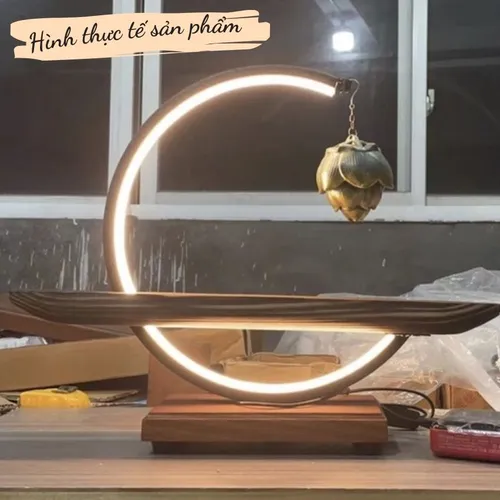 Thác khói trầm hương đèn Led hình bán nguyệt dùng đặt tượng 