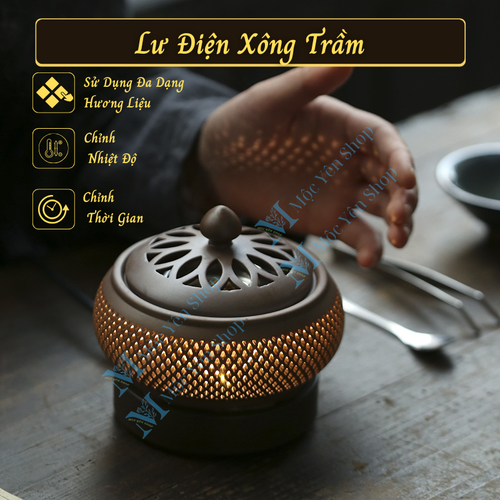 Lư Xông Trầm Điện Hẹn Giờ Cao Cấp Kèm Phụ Kiện Điều Chỉnh Nhiệt Độ