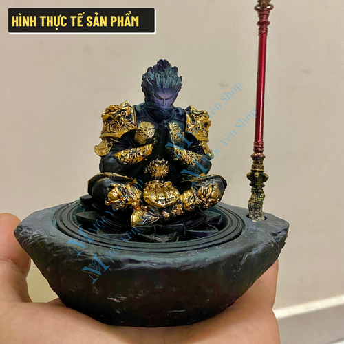 Lư Xông Trầm Ngộ Không Thiền Định Cao Cấp – Tượng Tề Thiên Đại Thánh Decor Bàn Trà, Phụ Kiện Xông Trầm Phong Thủy