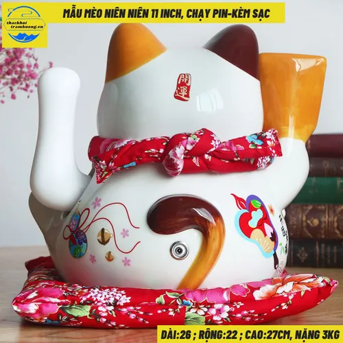 Mèo thần tài Mẫu Mèo Niên Niên Size 11inch( Dài 26, rộng 22, cao 27cm~ Nặng 3kg)~ Tặng phụ kiện