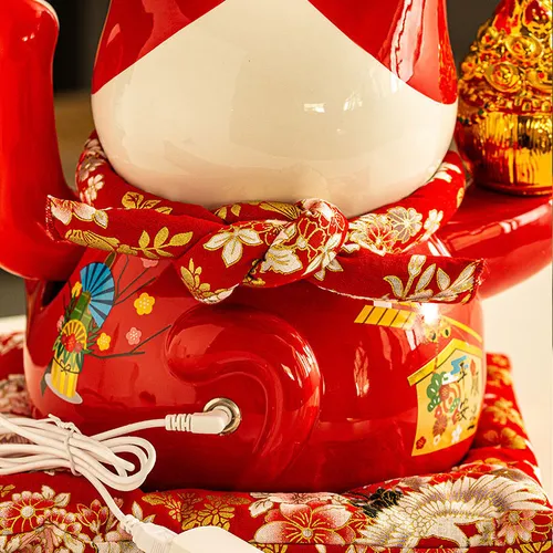 Mèo thần tài Mẫu Mèo Hồng Phúc Đỏ Size 8inch( Dài 20, rộng 18, cao 21cm~ Nặng  2kg)~ Tặng phụ kiện