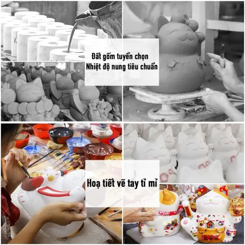 Mèo thần tài Mẫu Mèo Niên Niên Size 11inch( Dài 26, rộng 22, cao 27cm~ Nặng 3kg)~ Tặng phụ kiện