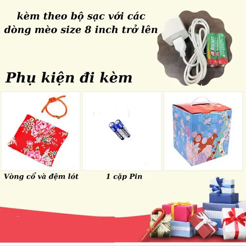 Mèo thần tài Mẫu Mèo Niên Niên Size 11inch( Dài 26, rộng 22, cao 27cm~ Nặng 3kg)~ Tặng phụ kiện