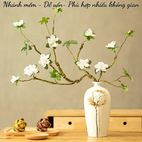 Nhánh Hoa Đỗ Quyên Thân Mềm Dùng Trang Trí Cao Cấp – Cành Hoa Giả Decor Bình Gốm, Kệ Đèn, Tiểu Cảnh Phong Cách Tối Giản