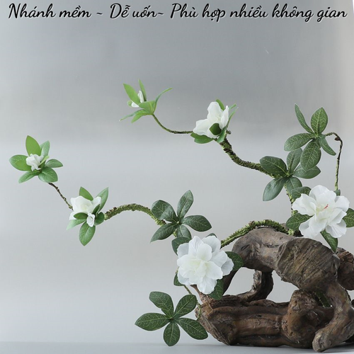 Nhánh Hoa Đỗ Quyên Thân Mềm Dùng Trang Trí Cao Cấp – Cành Hoa Giả Decor Bình Gốm, Kệ Đèn, Tiểu Cảnh Phong Cách Tối Giản